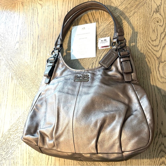 NWT COACH Madison Bronze Pebbled Leather Maggie TOTE Shoulder Bag Purse 16503 - Picture 1 of 15